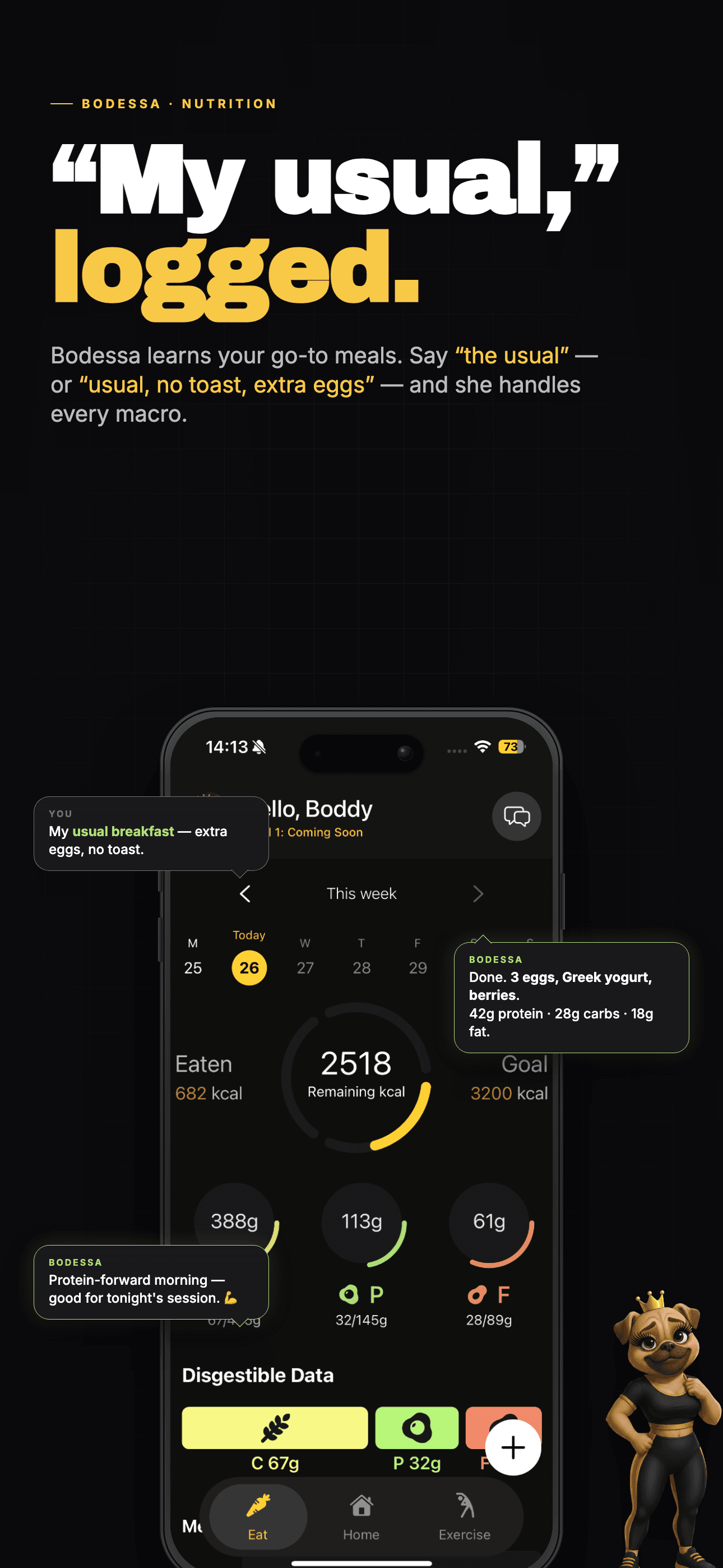 Bodessa nutrition coaching in the Bodacious member app