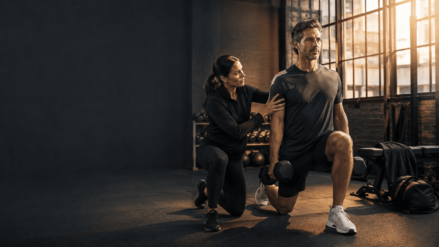 A member receiving precise coaching during a strength session